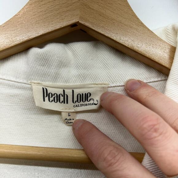Buckle Peach Love White Sequins Fringe BRIDE Denim Jean Jacket Large Bridal - Picture 7 of 7